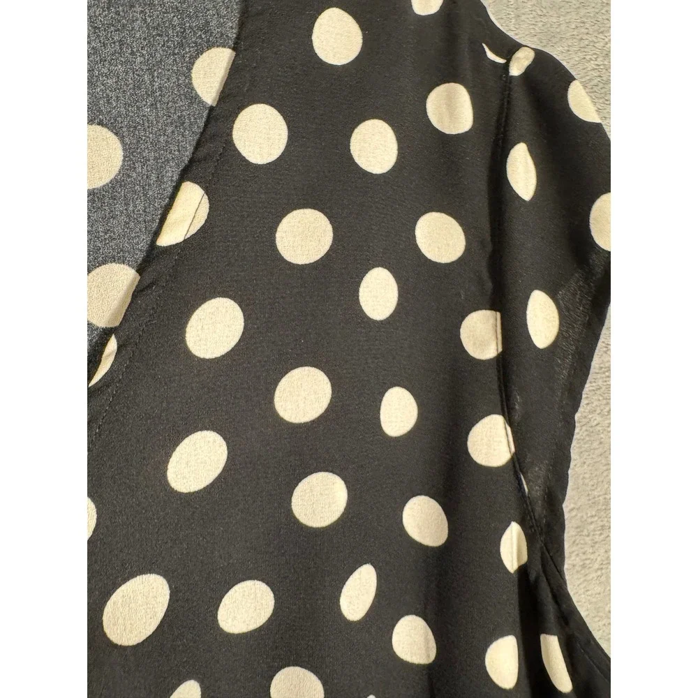 City Streets Womens XXL Black White Polka Dot Faux Wrap Midi Dress Sleeveless